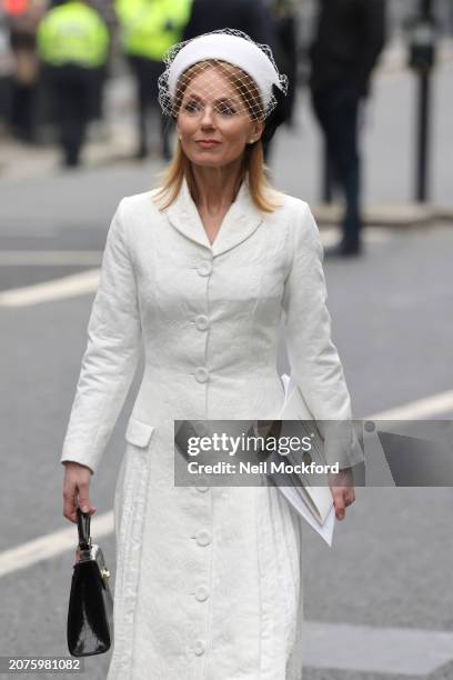 Geri Horner leaving the 2024 Commonwealth Day Service at Westminster Abbey on March 11, 2024 in London, England.