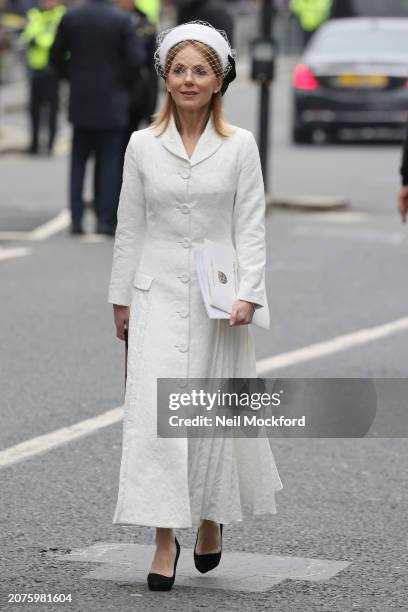 Geri Horner leaving the 2024 Commonwealth Day Service at Westminster Abbey on March 11, 2024 in London, England.