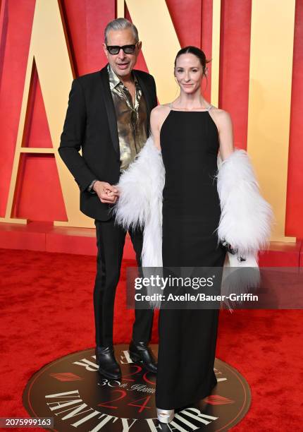 Jeff Goldblum and Emilie Livingston attend the 2024 Vanity Fair Oscar Party hosted by Radhika Jones at Wallis Annenberg Center for the Performing...