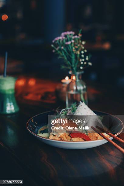 authentic malaysian food. asian style cuisine and food culture. - soya bean sprout stock pictures, royalty-free photos & images