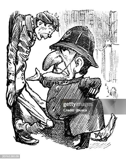 british satire caricature comic cartoon illustration - uk police stock illustrations