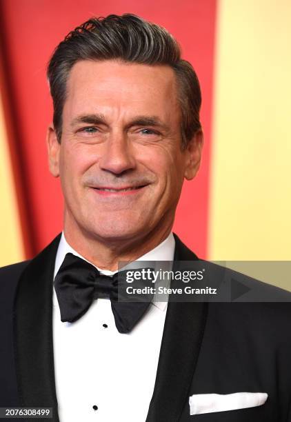 Jon Hamm arrives at the 2024 Vanity Fair Oscar Party Hosted By Radhika Jones at Wallis Annenberg Center for the Performing Arts on March 10, 2024 in...