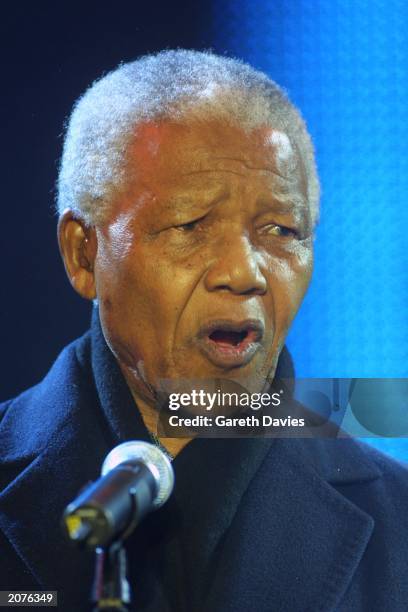 Nelson Mandela, South Africas first post apartheid president at the Freedom Concert in Trafalgar Square in London, April 29, 2001. The event...