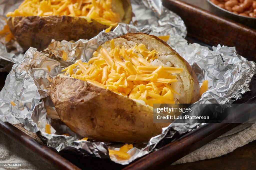 Preparing, Jacket Potatoes with Baked Beans