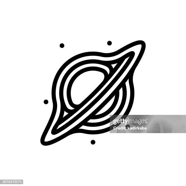 black hole space and outer space line icon - mars shuttle stock illustrations