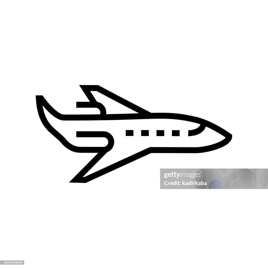 Business Jet and Airport Line Icon