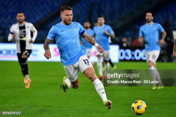 Ciro Immobile of SS Lazio in actiom during the Serie A TIM match between SS Lazio and Udinese Calcio Serie A TIM at Stadio Olimpico on March 11, 2024...