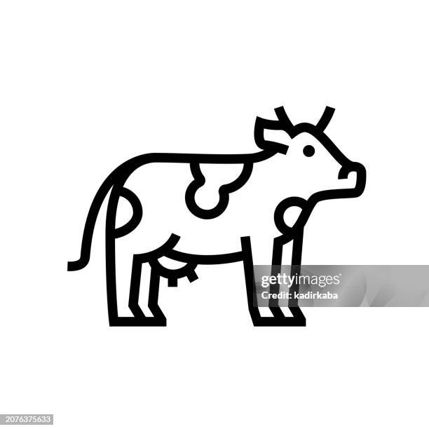 cow animal line icon - holstein friesian cattle stock illustrations