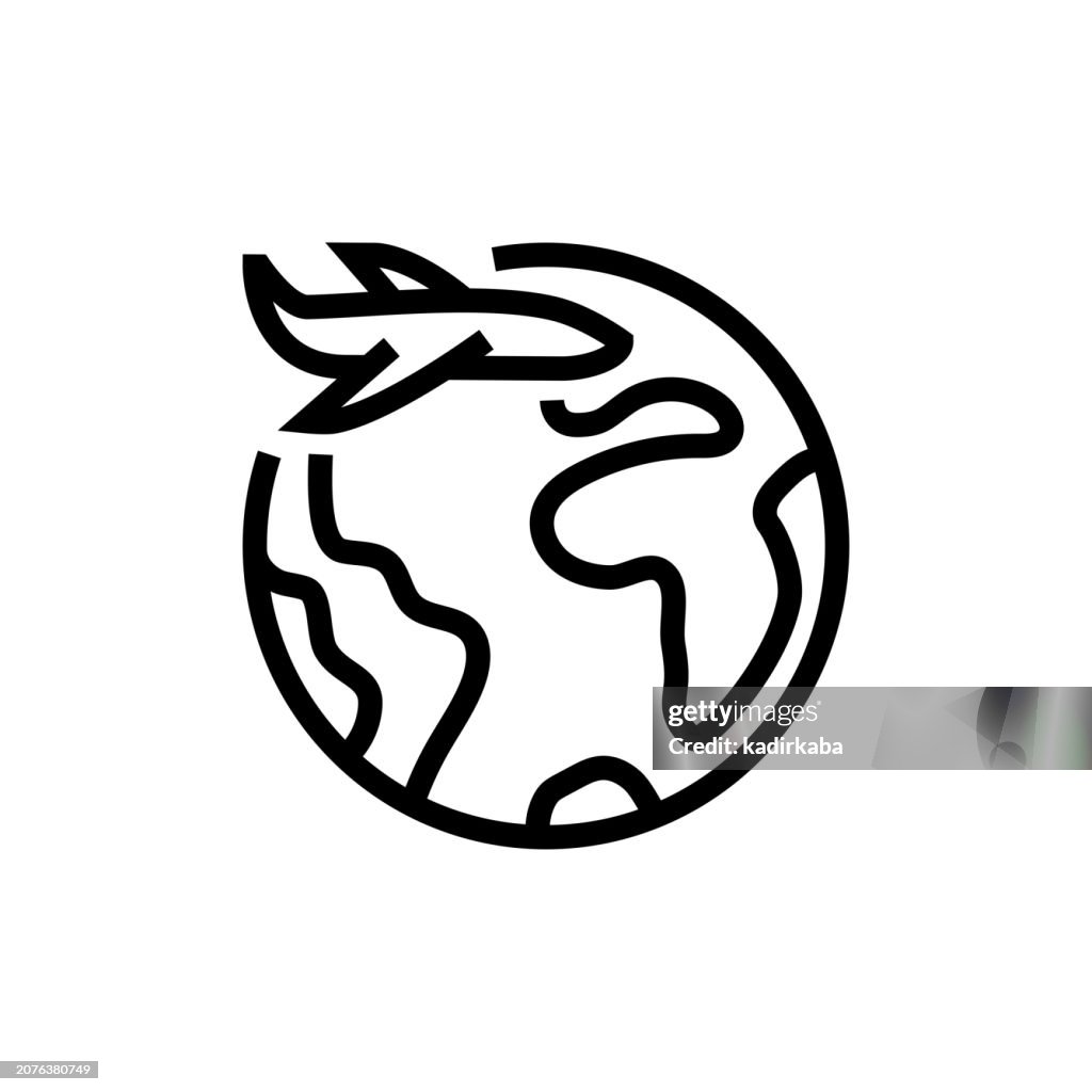 Fly Anywhere In The World Line Icon