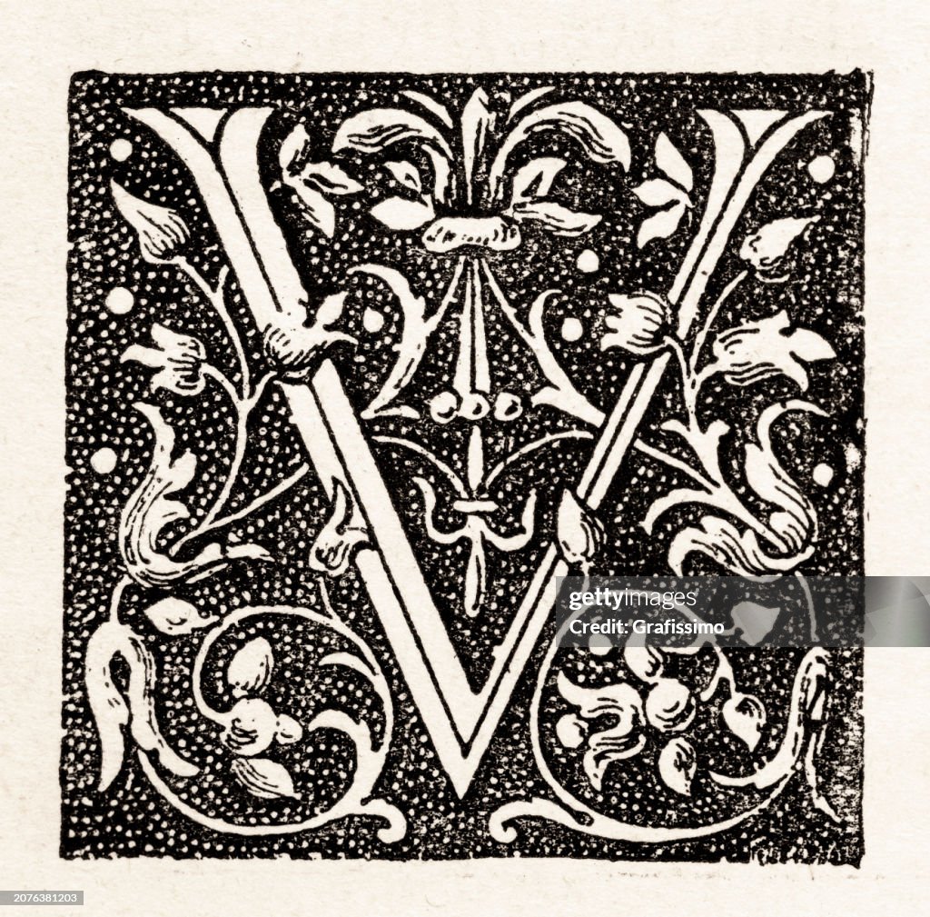 Letter V as Sixteenth-century medieval initial capital