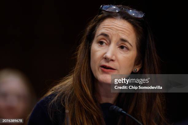 Director of National Intelligence Avril Haines testifies before the Senate Select Committee on Intelligence during an open hearing about global...