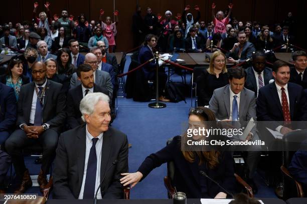 Central Intelligence Agency Director William Burns and Director of National Intelligence Avril Haines prepare to testify before the Senate Select...