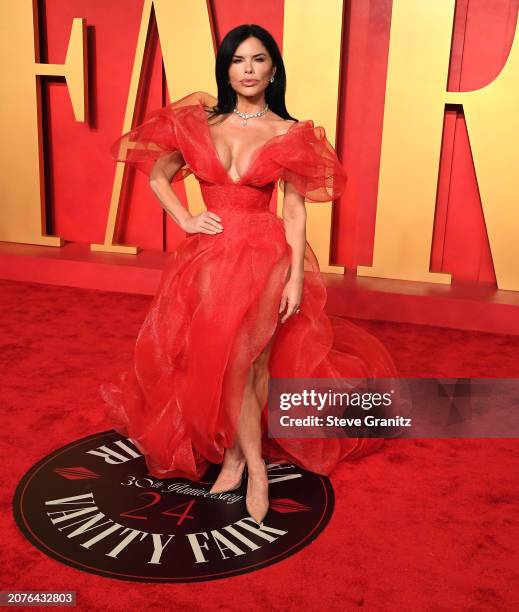 Lauren Sánchez arrives at the 2024 Vanity Fair Oscar Party Hosted By Radhika Jones at Wallis Annenberg Center for the Performing Arts on March 10,...