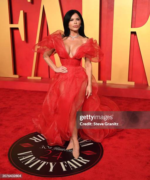 Lauren Sánchez arrives at the 2024 Vanity Fair Oscar Party Hosted By Radhika Jones at Wallis Annenberg Center for the Performing Arts on March 10,...