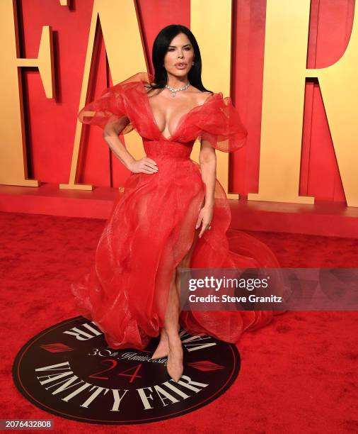 Lauren Sánchez arrives at the 2024 Vanity Fair Oscar Party Hosted By Radhika Jones at Wallis Annenberg Center for the Performing Arts on March 10,...