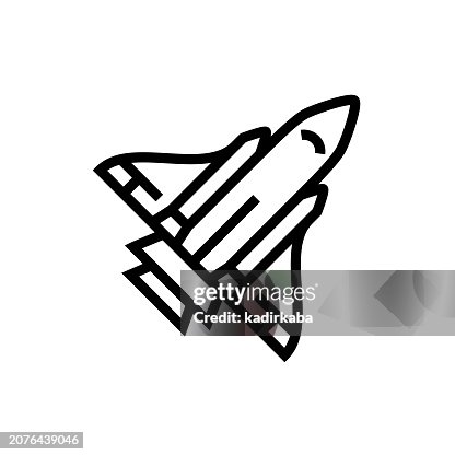 Space Shhuttle and Outer Space Line Icon Space Shhuttle and Outer Space Line Icon
