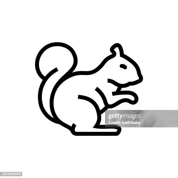 eichhörnchen-linie-symbol - streifenhörnchen stock-grafiken, -clipart, -cartoons und -symbole