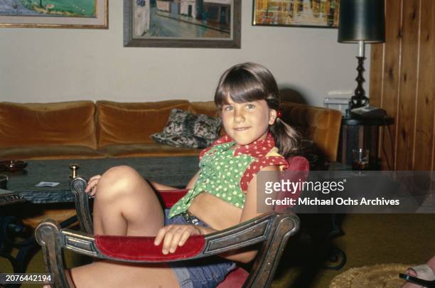 American actress Jennifer Aniston at home, US, 1975.