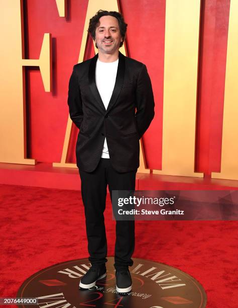 Sergey Brin arrives at the 2024 Vanity Fair Oscar Party Hosted By Radhika Jones at Wallis Annenberg Center for the Performing Arts on March 10, 2024...