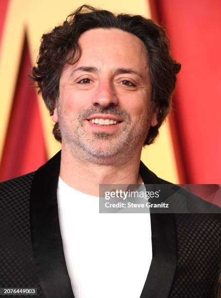Sergey Brin arrives at the 2024 Vanity Fair Oscar Party Hosted By Radhika Jones at Wallis Annenberg Center for the Performing Arts on March 10, 2024...