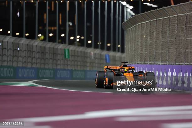 Oscar Piastri of Australia driving the McLaren MCL38 Mercedes during the F1 Grand Prix of Saudi Arabia at Jeddah Corniche Circuit on March 9, 2024 in...