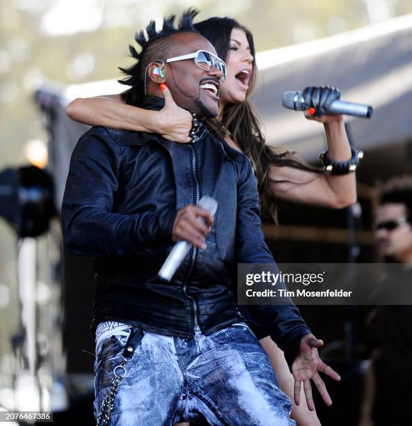 Apl.de.ap and Fergie of Black Eyed Peas perform during the Outside Lands Music & Arts festival at the Polo Fields in Golden Gate Park on August 29,...