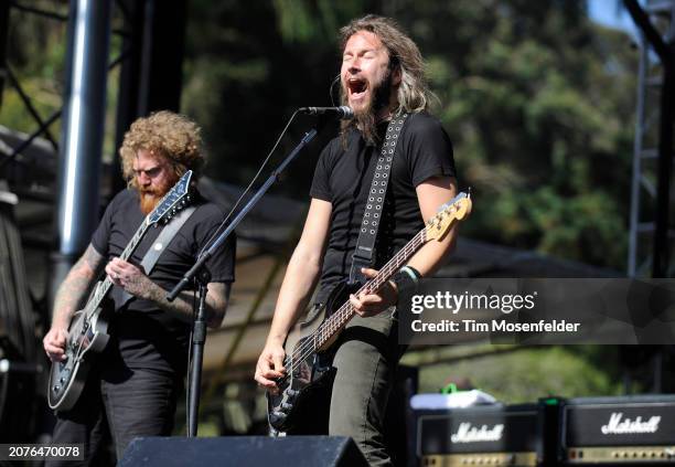 Brent Hinds and Troy Sanders of Mastadon perform during the Outside Lands Music & Arts festival at the Polo Fields in Golden Gate Park on August 29,...