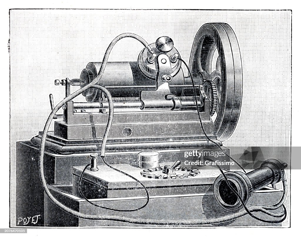 First Microphone Invented Microphonograph Or Microphone Invention By Dussaud 1894 High-Res Vector ...