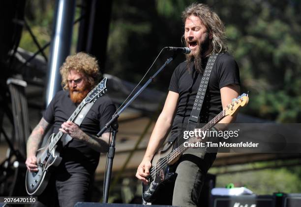 Brent Hinds and Troy Sanders of Mastadon perform during the Outside Lands Music & Arts festival at the Polo Fields in Golden Gate Park on August 29,...