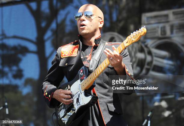 Tom Morello of Street Sweeper Social Club performs during the Outside Lands Music & Arts festival at the Polo Fields in Golden Gate Park on August...
