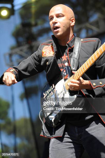 Tom Morello of Street Sweeper Social Club performs during the Outside Lands Music & Arts festival at the Polo Fields in Golden Gate Park on August...