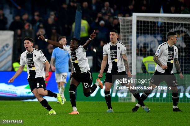 OLiver Zarraga of Udinese Calcio celebrates a second goal during the Serie A TIM match between SS Lazio and Udinese Calcio Serie A TIM at Stadio...