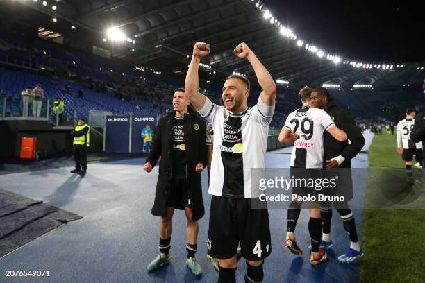 Sandi Lovric of Udinese Calcio celebrates victory following the Serie A TIM match between SS Lazio and Udinese Calcio - Serie A TIM at Stadio...