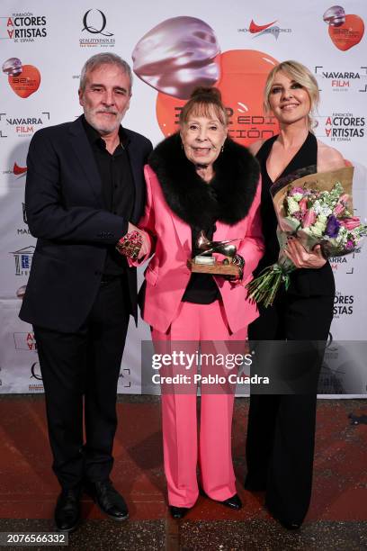 Fernando Guillen Cuervo, Gemma Cuervo and Cayetana Guillen Cuervo attend the press room during the Unión De Actores Awards 2024 at Teatro Circo Price...