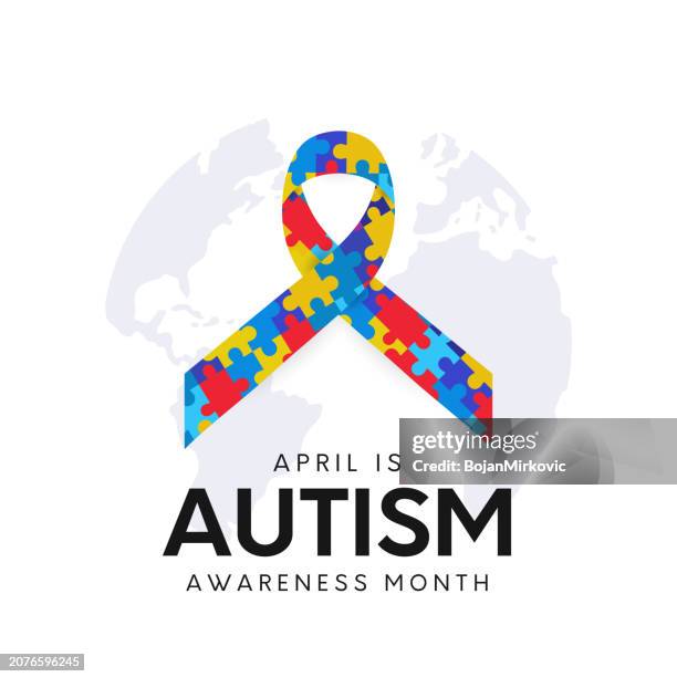 autism awareness month card, poster, april. vector - autism awareness stock illustrations