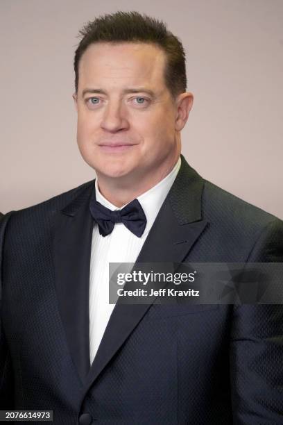 Brendan Fraser onstage in the press room at the 96th Annual Academy Awards at Ovation Hollywood on March 10, 2024 in Hollywood, California.