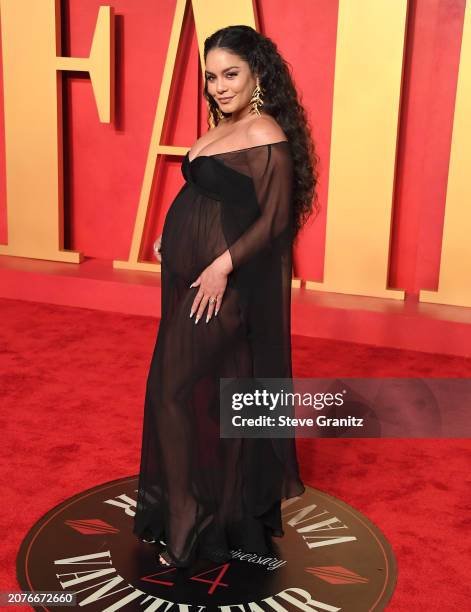 Vanessa Hudgens arrives at the 2024 Vanity Fair Oscar Party Hosted By Radhika Jones at Wallis Annenberg Center for the Performing Arts on March 10,...