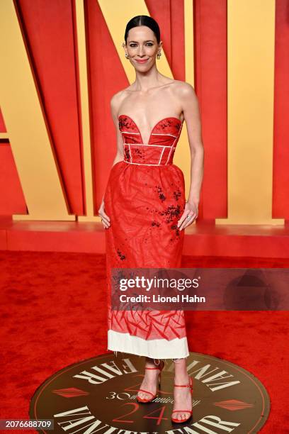 Rebecca Hall attends the 2024 Vanity Fair Oscar Party Hosted By Radhika Jones at Wallis Annenberg Center for the Performing Arts on March 10, 2024 in...