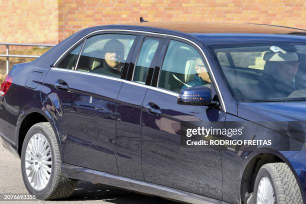 King Harald V of Norway is seen in a car as he leaves the Rikshospitalet hospital in Oslo, Norway, on March 14, 2024. Norway's 87-year-old ailing...