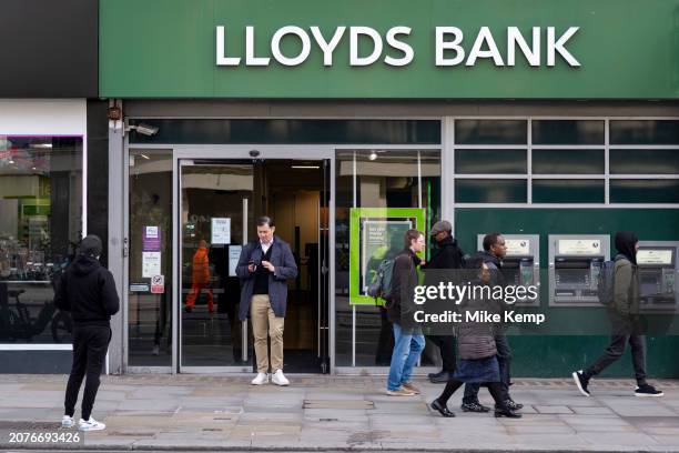 Lloyds Bank branch on 4th March 2024 in London, United Kingdom. Lloyds Bank plc is a British retail and commercial bank with branches across England...