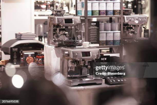 Espresso machines inside a Williams Sonoma store in New York, US, on Thursday, Feb. 8, 2024. Williams-Sonoma Inc. Issued better-than-expected...