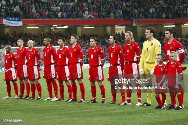 February 18: Wales Team Line Up Robert Earnshaw, Andy Melville, Robert Page, Danny Gabbidon, Ryan Giggs, Rob Edwards, John Oster, Simon Davies,...