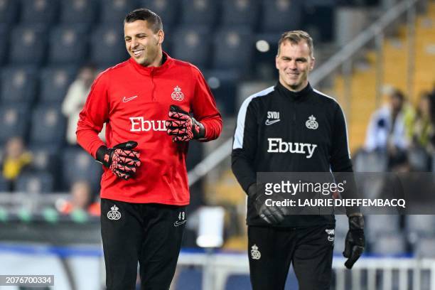 Union's goalkeeper Anthony Moris pictured in action during the warming-up for a soccer game between Turkish club Fenerbahce SK and Belgian club...