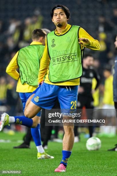 Union's Koki Machida pictured in action during the warming-up for a soccer game between Turkish club Fenerbahce SK and Belgian club Royale Union...