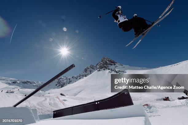 Tess Ledeux of Team France competes during the FIS Freeski World Cup Men's and Women's Slopestyle Qualification on March 14, 2024 in Tignes, France.