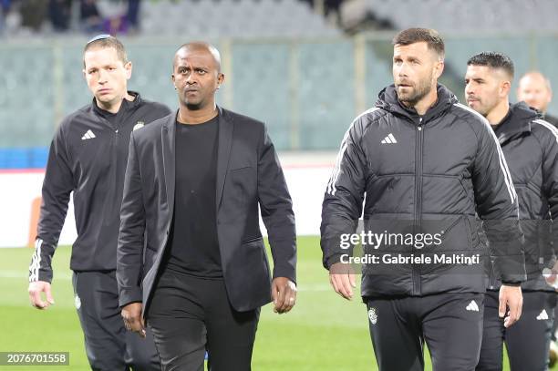 Mesaye Degu manager of Maccabi Haiha looks on during the UEFA Europa Conference League 2023/24 round of 16 second leg match between ACF Fiorentina...