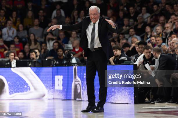 Zeljko Obradovic, Head Coach of Partizan Mozzart Bet Belgrade in action during the Turkish Airlines EuroLeague Regular Season Round 29 match between...