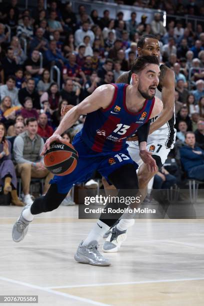 Tomas Satoransky, #13 of FC Barcelona in action during the Turkish Airlines EuroLeague Regular Season Round 29 match between FC Barcelona and...