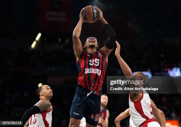 Chima Moneke, #95 of Baskonia Vitoria-Gasteiz in action during the Turkish Airlines EuroLeague Regular Season Round 29 match between Baskonia Vitoria...