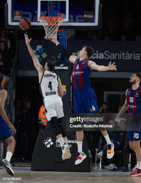 Aleksa Avramovic, #4 of Partizan Mozzart Bet Belgrade in action during the Turkish Airlines EuroLeague Regular Season Round 29 match between FC...